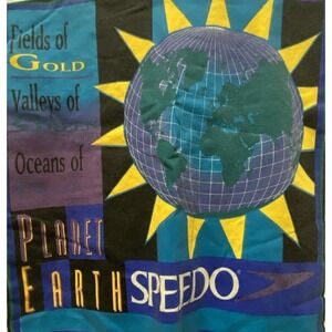 Vintage 90's Speedo Sports L Men's White S/S T-Shirt Fields Of Gold Back Graphic